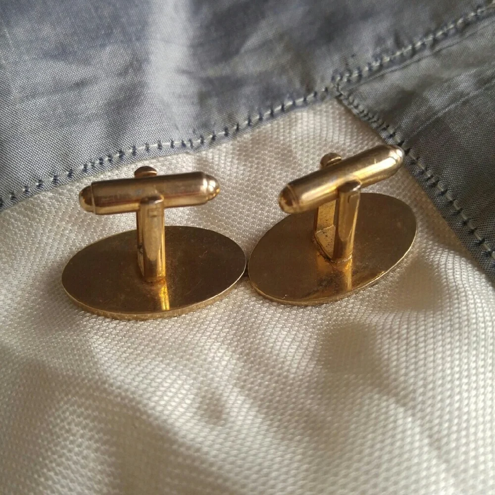 Vintage cufflinks cuff links gold tone oval retro formal